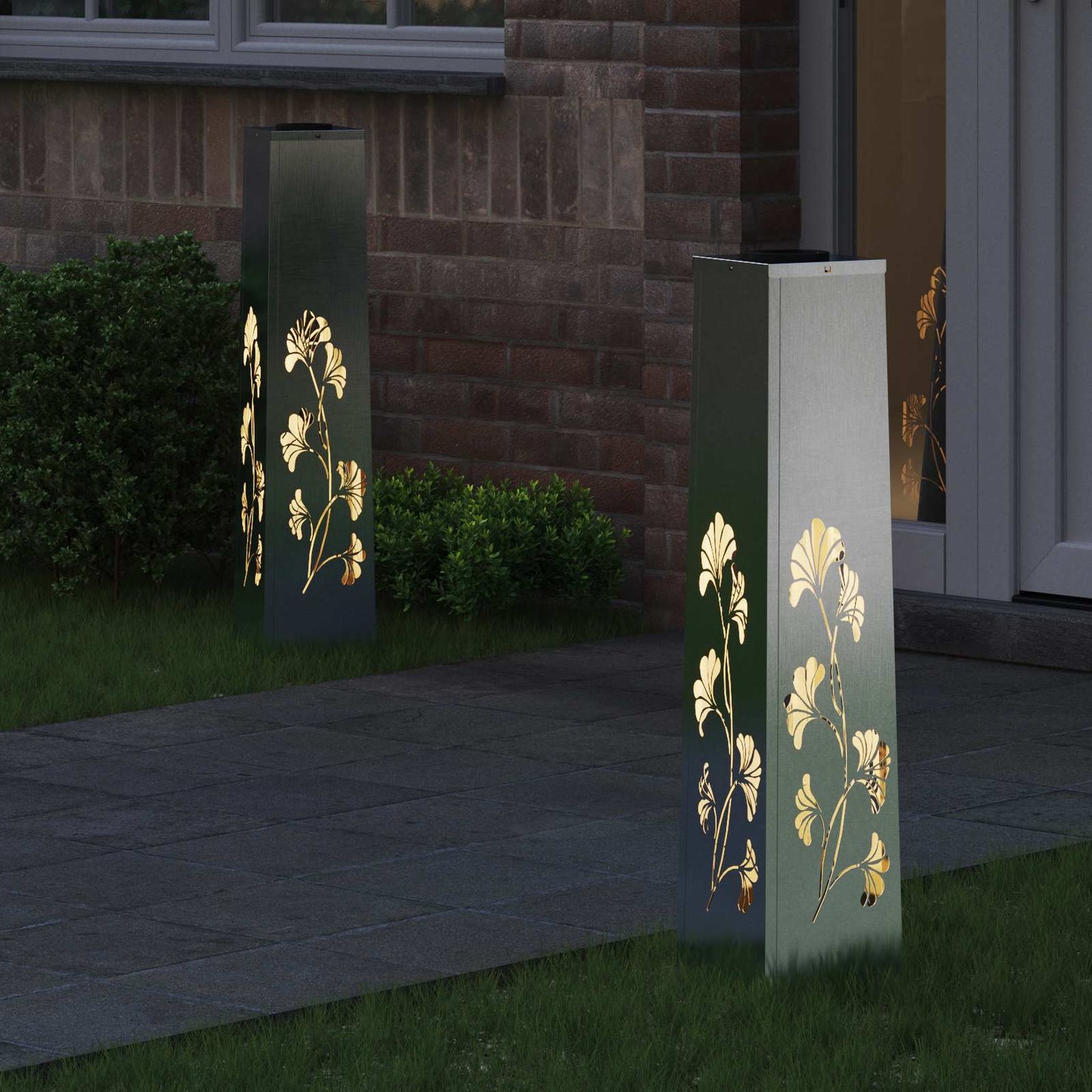 vidaXL Solar LED Pathway Light 2 pcs Silver Stainless Steel