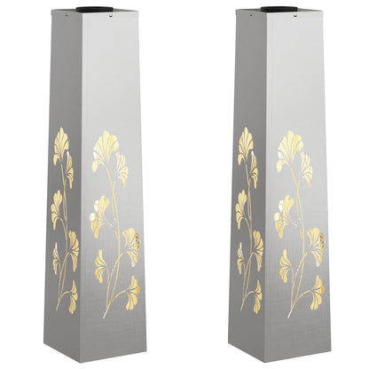 vidaXL Solar LED Pathway Light 2 pcs Silver Stainless Steel
