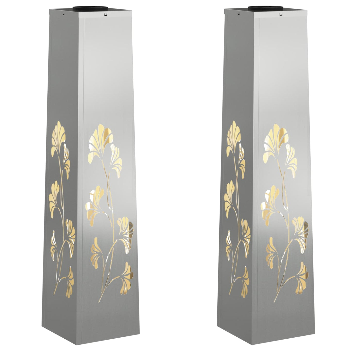 vidaXL Solar LED Pathway Light 2 pcs Silver Galvanized Steel