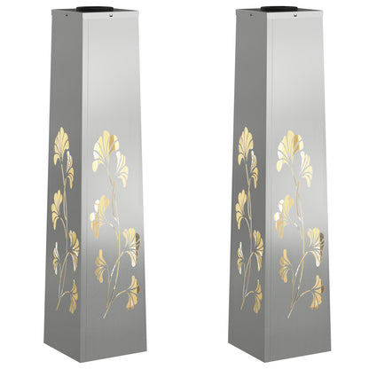 vidaXL Solar LED Pathway Light 2 pcs Silver Galvanized Steel