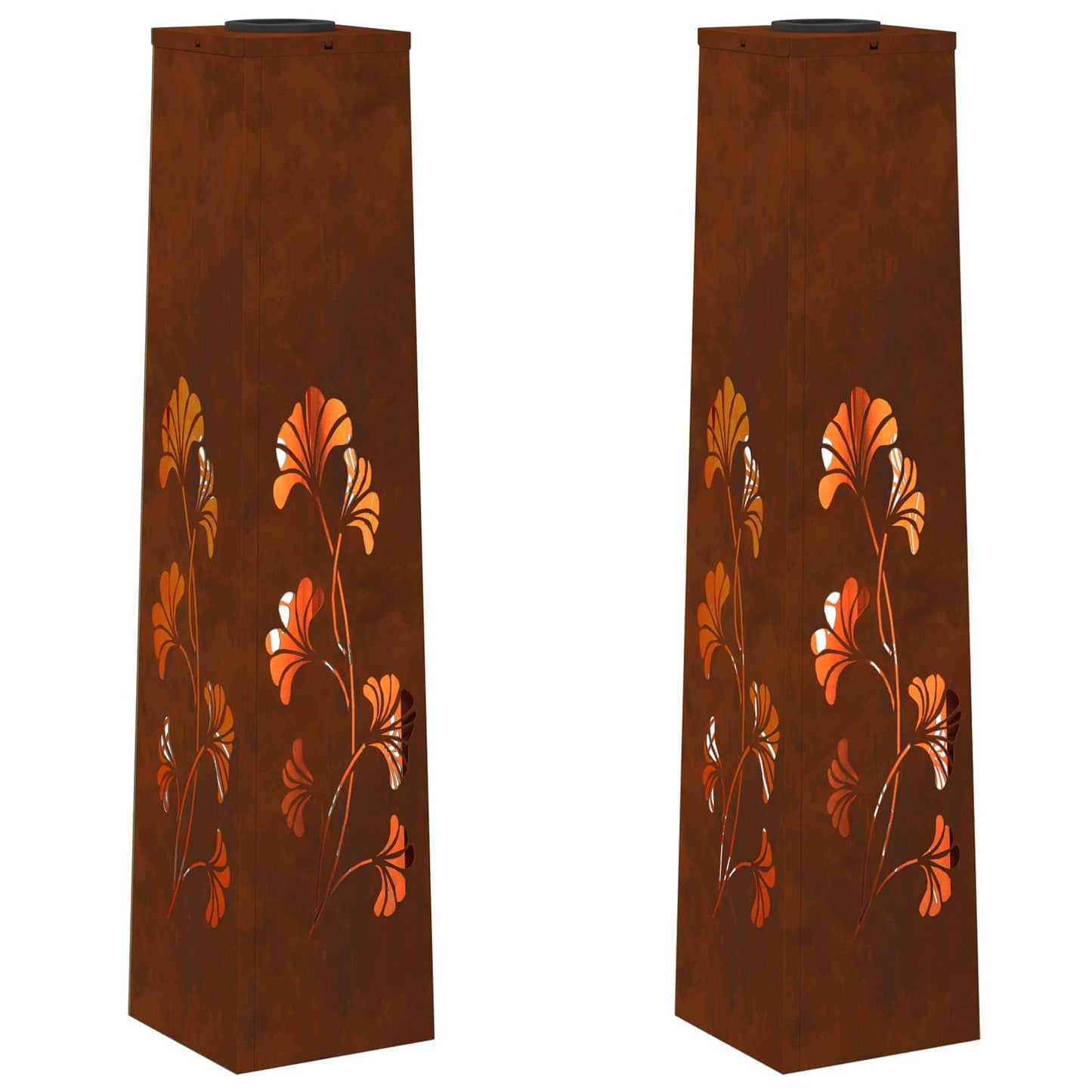 vidaXL Solar LED Pathway Light 2 pcs Rusty Weathering Steel