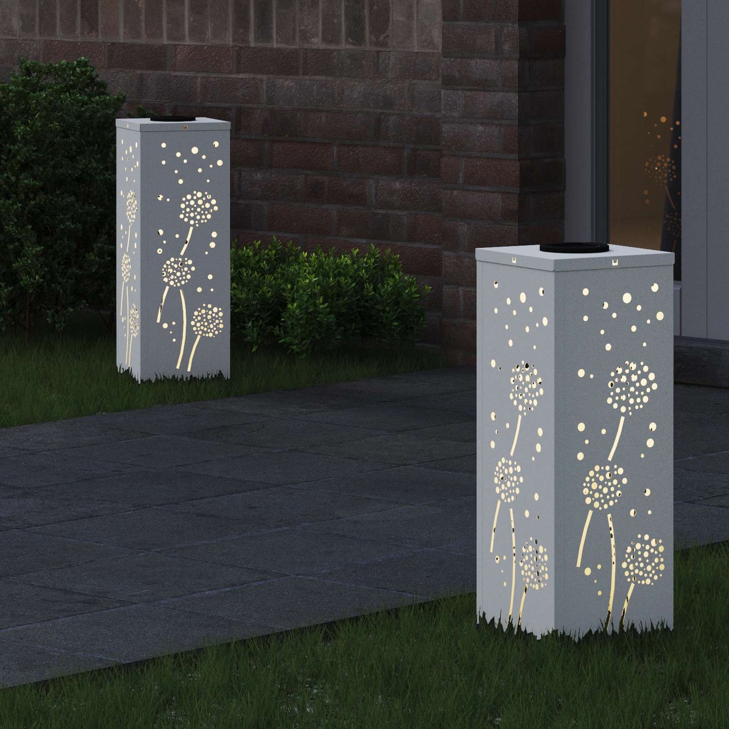 vidaXL Solar LED Pathway Light 2 pcs White Cold Rolled Steel