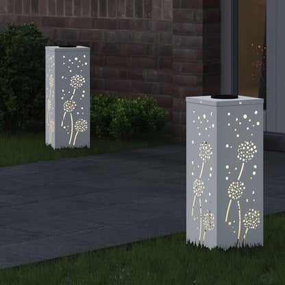 vidaXL Solar LED Pathway Light 2 pcs White Cold Rolled Steel