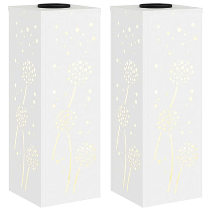 vidaXL Solar LED Pathway Light 2 pcs White Cold Rolled Steel