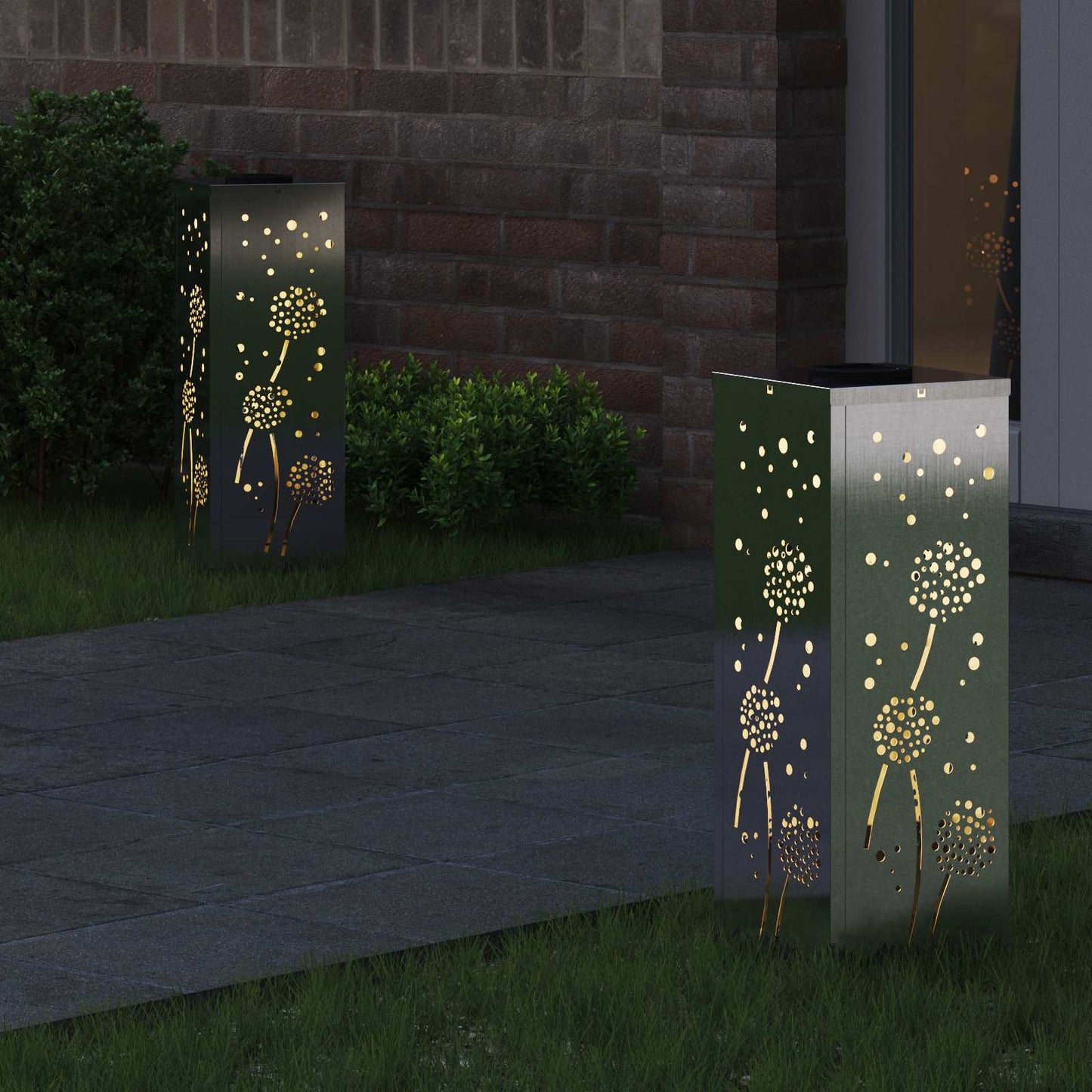 vidaXL Solar LED Pathway Light 2 pcs Silver Stainless Steel