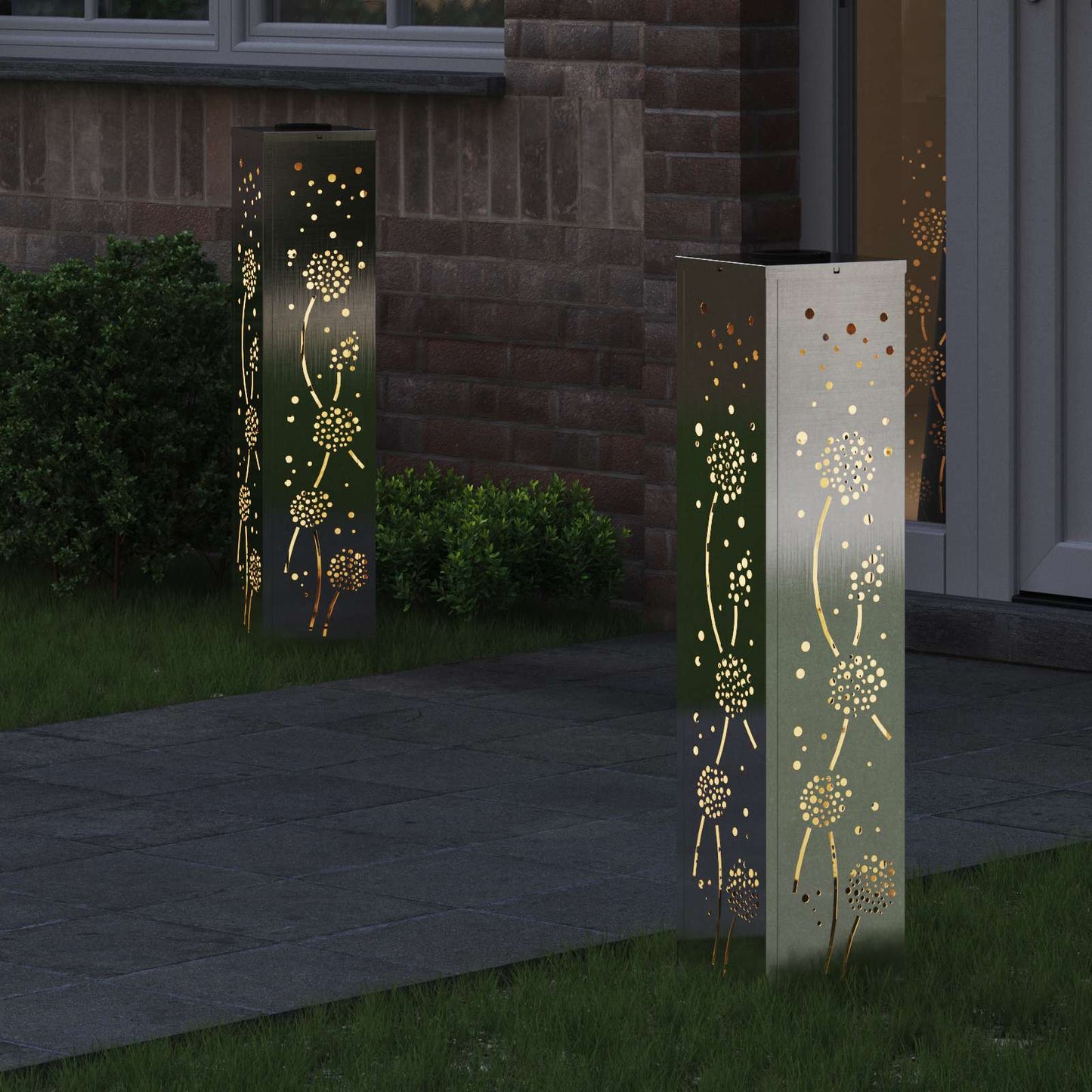 vidaXL Solar LED Pathway Light 2 pcs Silver Stainless Steel