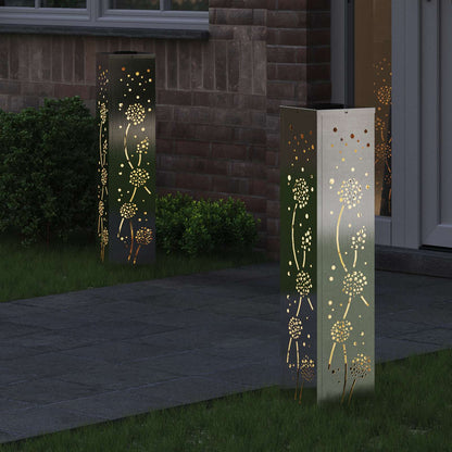 vidaXL Solar LED Pathway Light 2 pcs Silver Stainless Steel