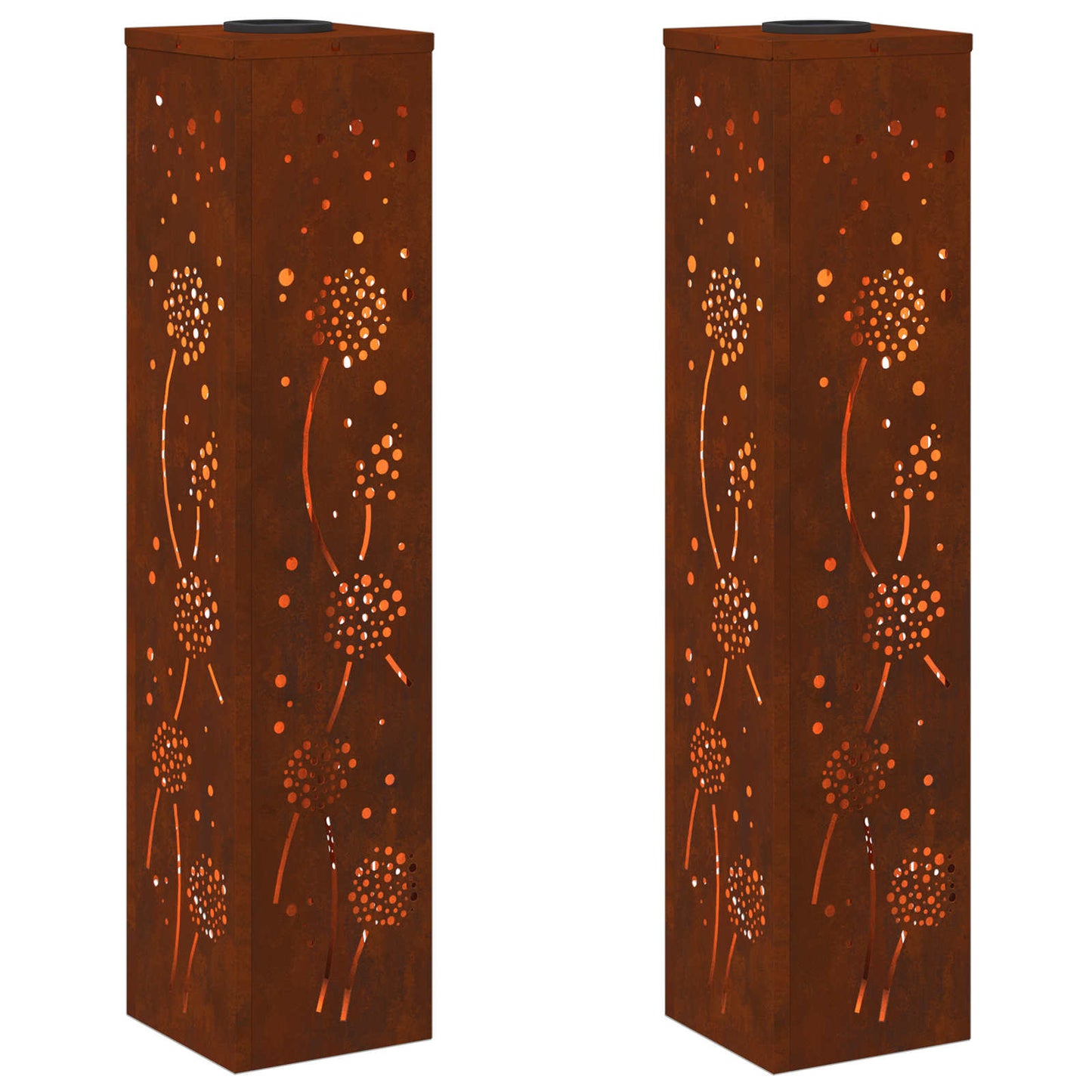 vidaXL Solar LED Pathway Light 2 pcs Rusty Weathering Steel