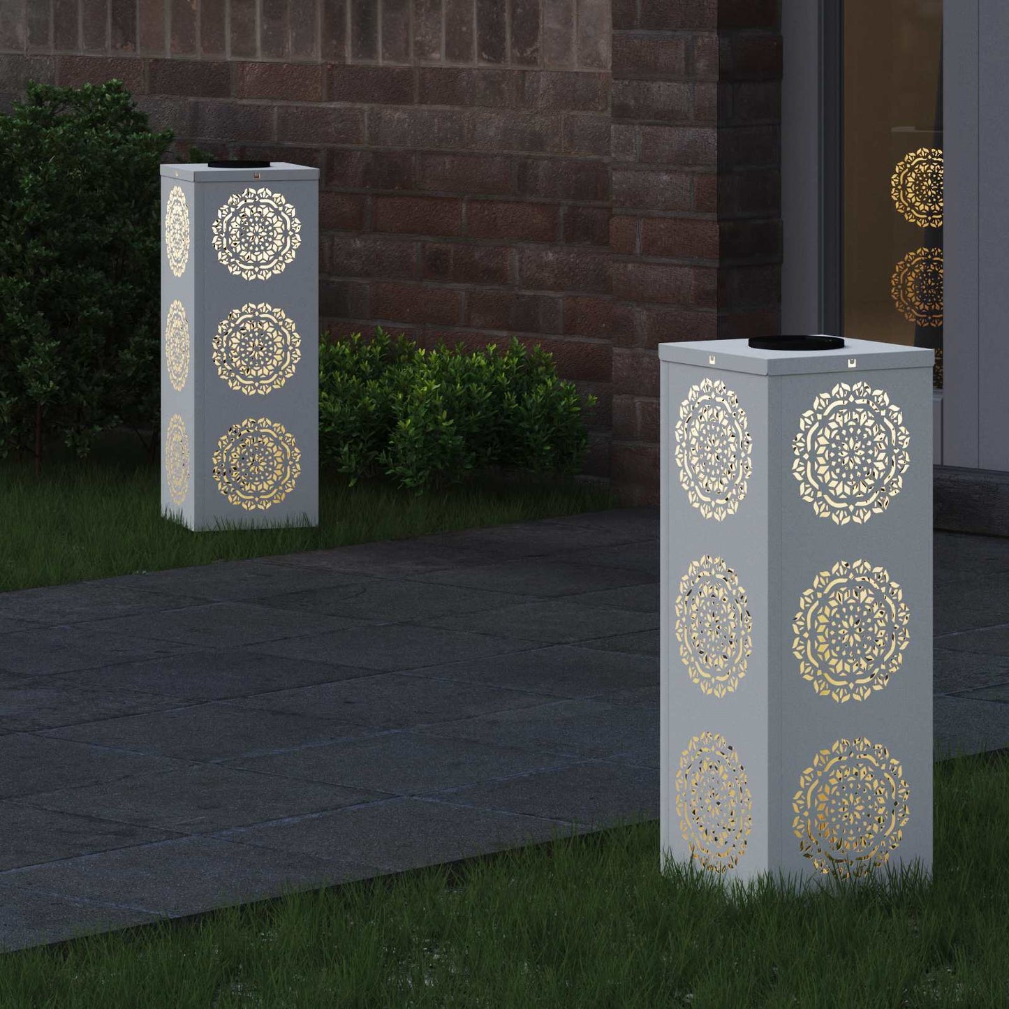 vidaXL Solar LED Pathway Light 2 pcs White Cold Rolled Steel