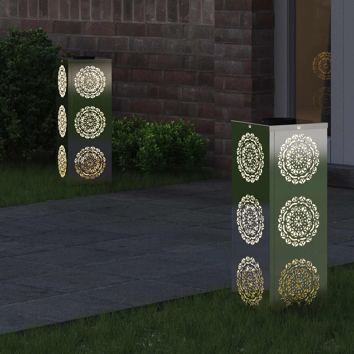 vidaXL Solar LED Pathway Light 2 pcs Silver Stainless Steel