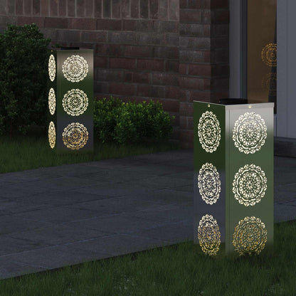 vidaXL Solar LED Pathway Light 2 pcs Silver Stainless Steel