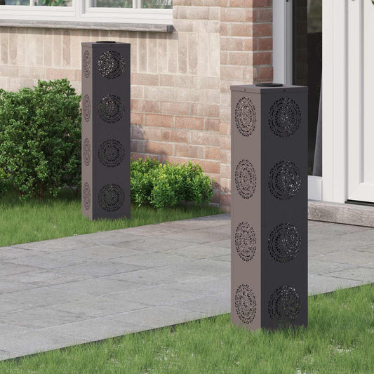 vidaXL Solar LED Pathway Light 2 pcs Black Cold Rolled Steel