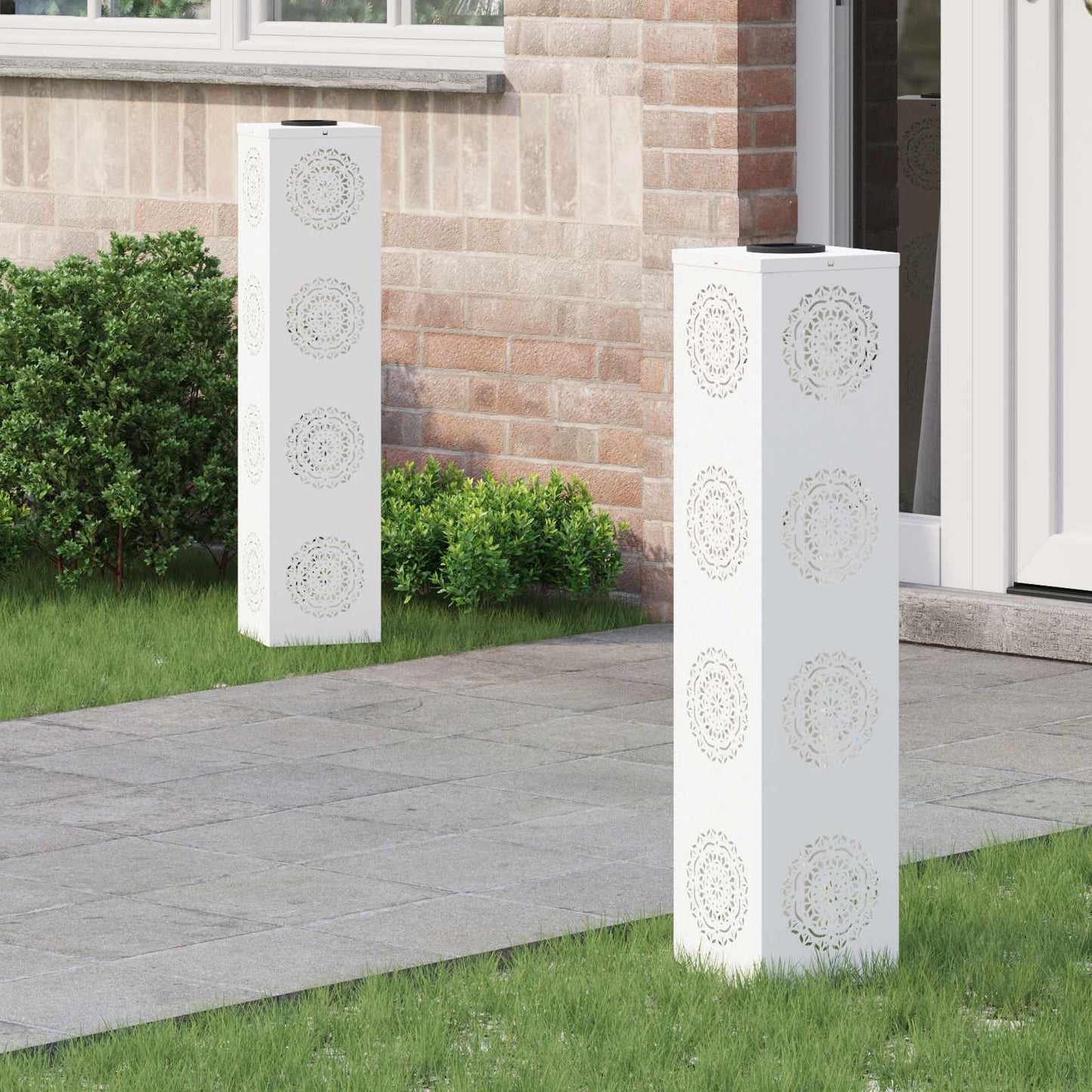 vidaXL Solar LED Pathway Light 2 pcs White Cold Rolled Steel