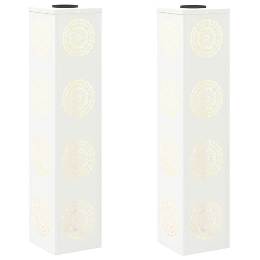 vidaXL Solar LED Pathway Light 2 pcs White Cold Rolled Steel