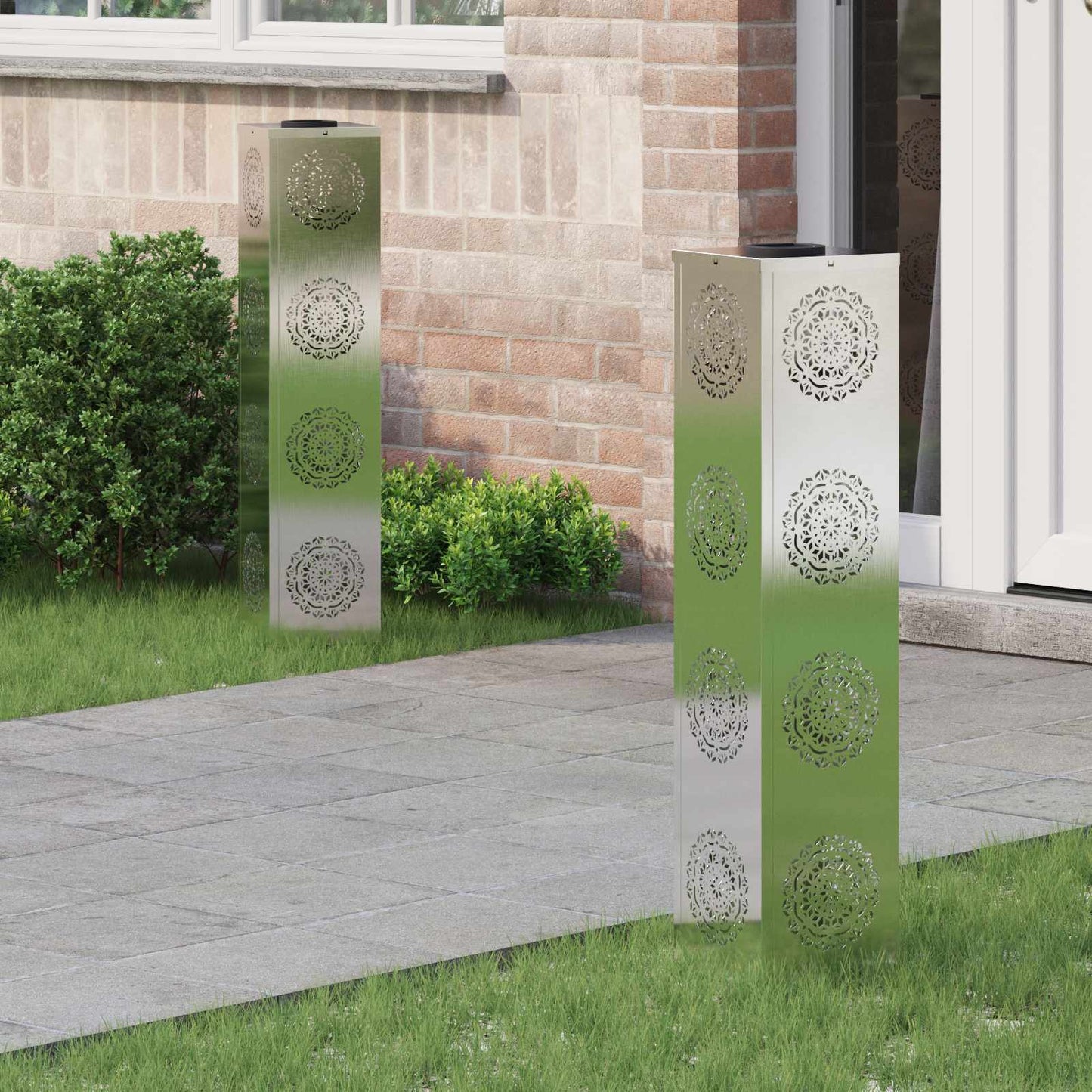 vidaXL Solar LED Pathway Light 2 pcs Silver Stainless Steel
