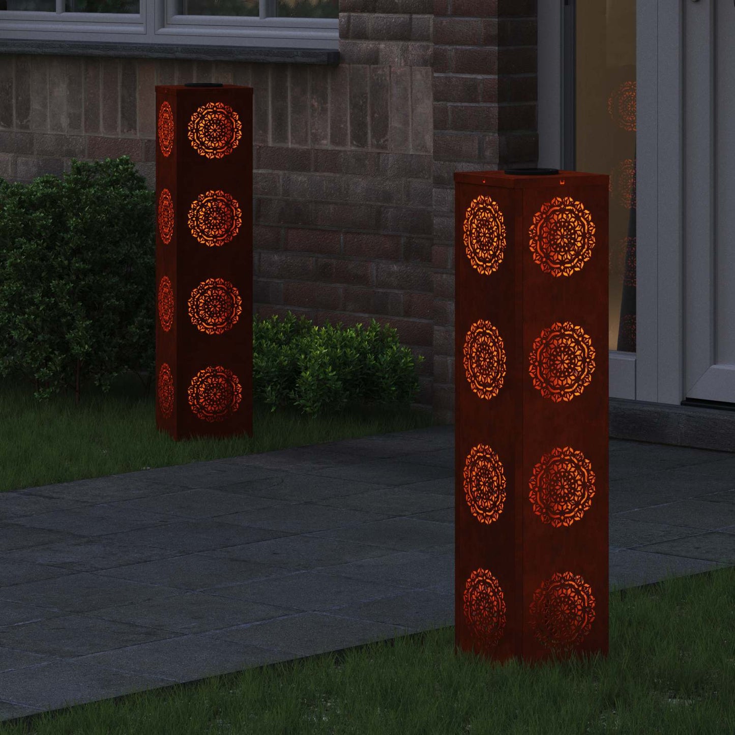 vidaXL Solar LED Pathway Light 2 pcs Rusty Weathering Steel
