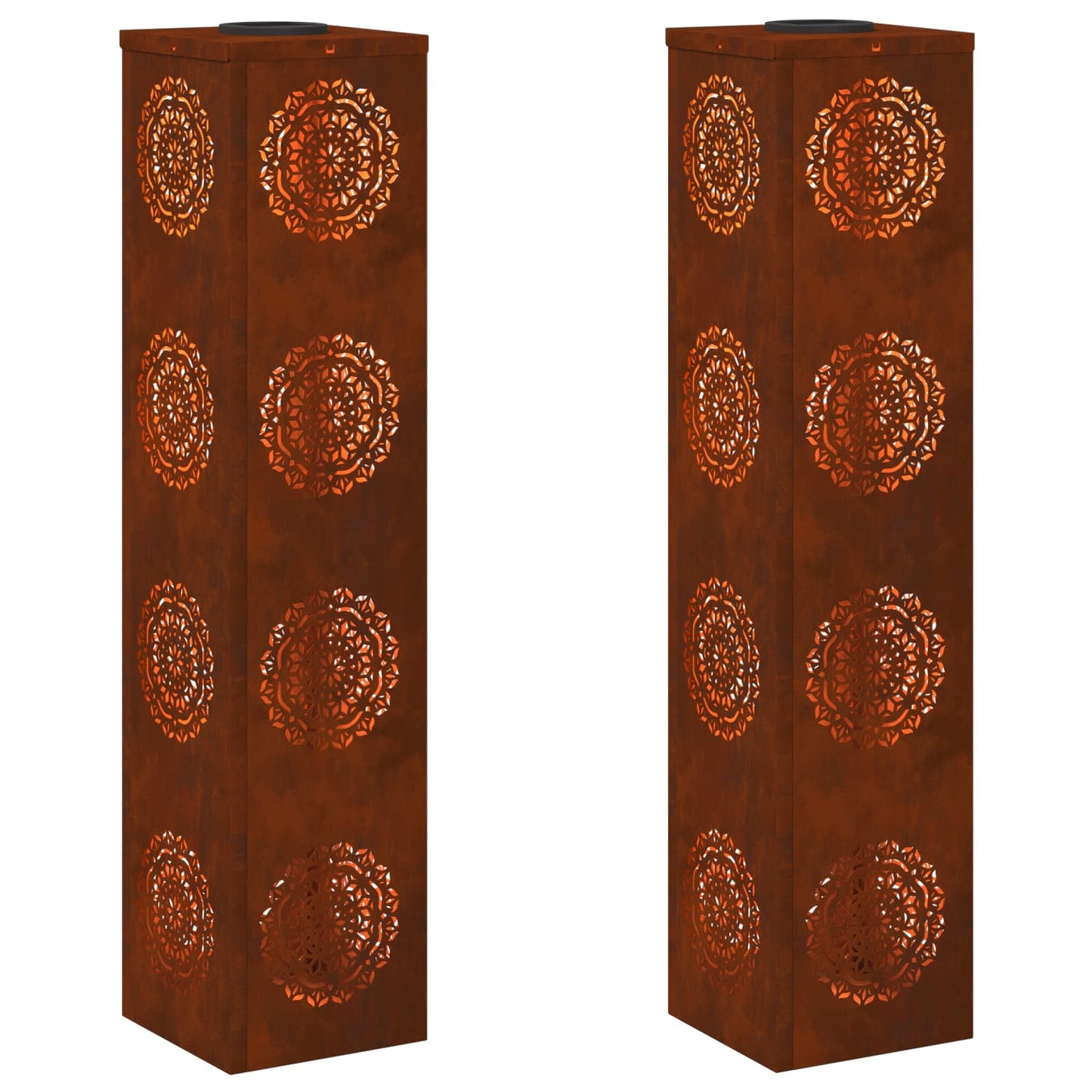 vidaXL Solar LED Pathway Light 2 pcs Rusty Weathering Steel