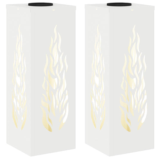vidaXL Solar LED Pathway Light 2 pcs White Cold Rolled Steel