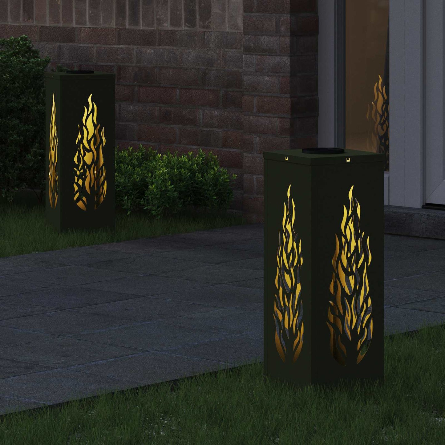 vidaXL Solar LED Pathway Light 2 pcs Olive Green Cold Rolled Steel
