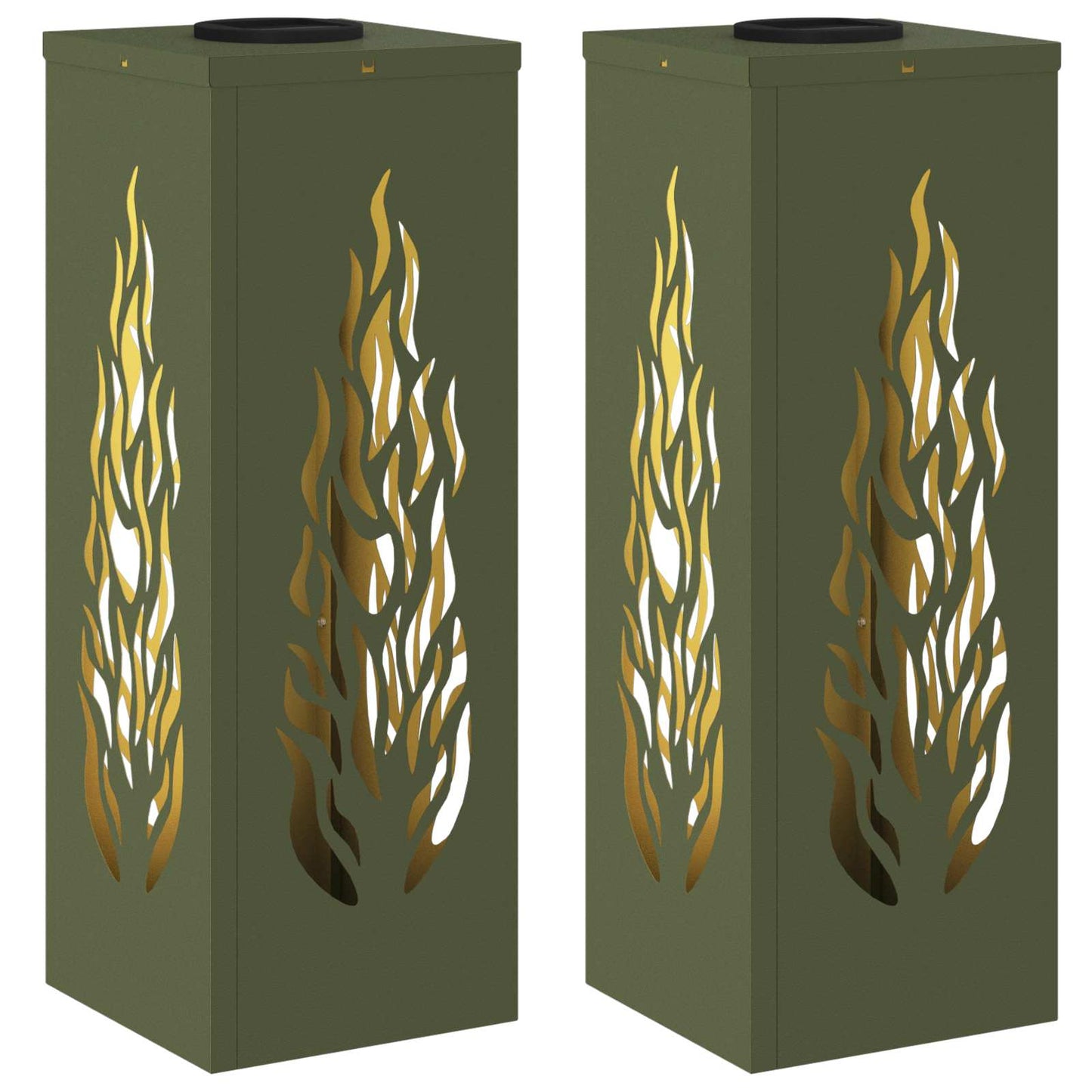 vidaXL Solar LED Pathway Light 2 pcs Olive Green Cold Rolled Steel