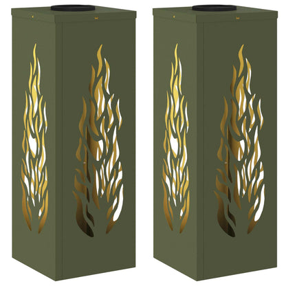 vidaXL Solar LED Pathway Light 2 pcs Olive Green Cold Rolled Steel