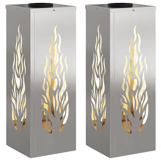 vidaXL Solar LED Pathway Light 2 pcs Silver Stainless Steel