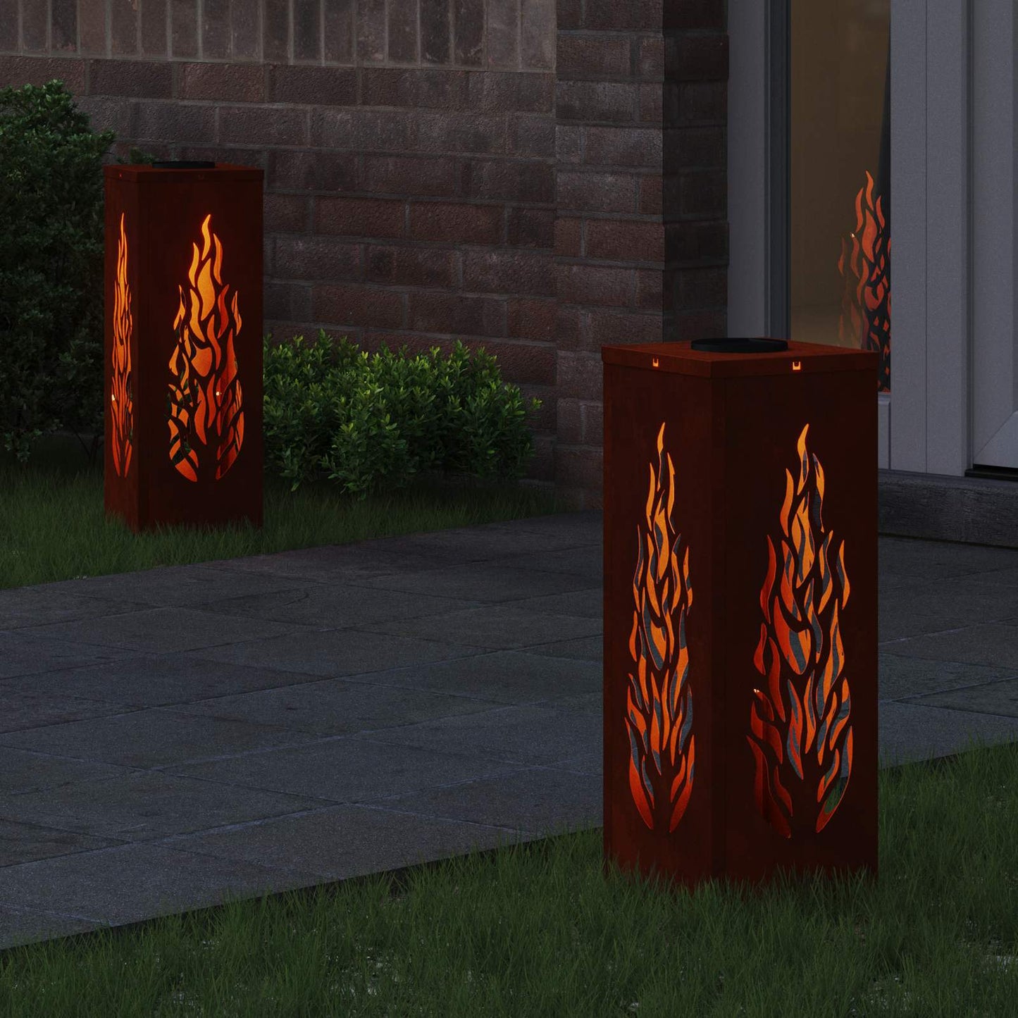 vidaXL Solar LED Pathway Light 2 pcs Bronze Weathering Steel