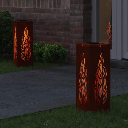 vidaXL Solar LED Pathway Light 2 pcs Bronze Weathering Steel