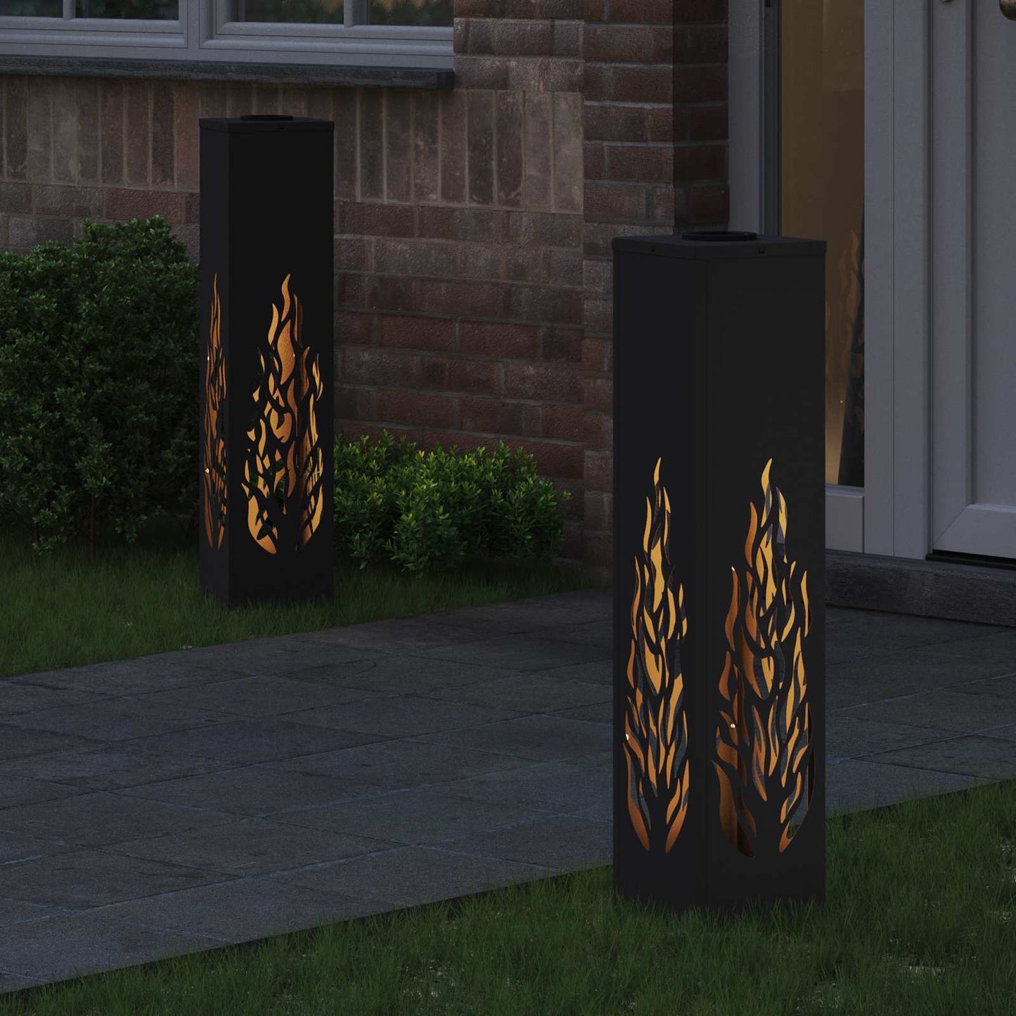 vidaXL Solar LED Pathway Light 2 pcs Black Cold Rolled Steel