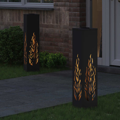 vidaXL Solar LED Pathway Light 2 pcs Black Cold Rolled Steel