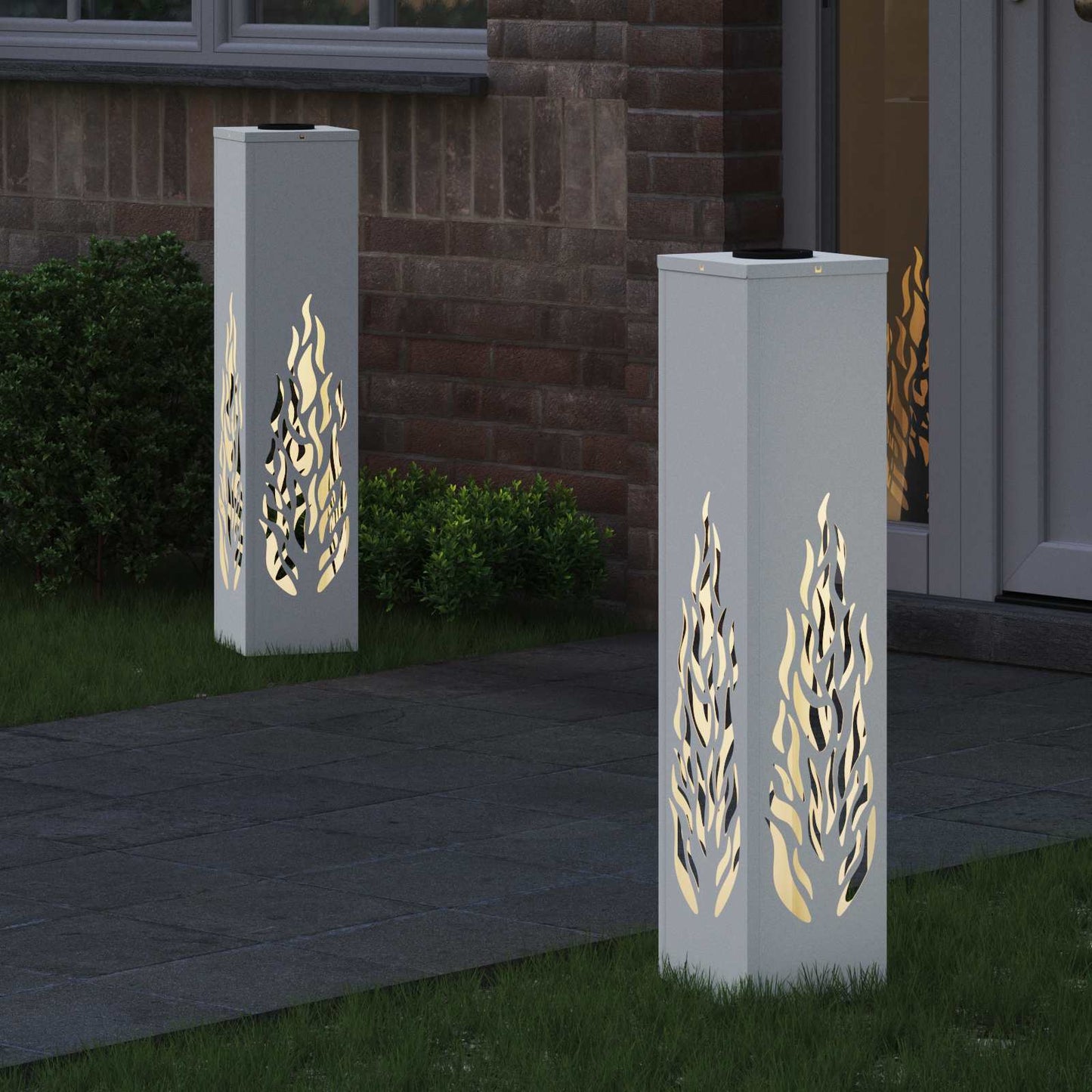 vidaXL Solar LED Pathway Light 2 pcs White Cold Rolled Steel