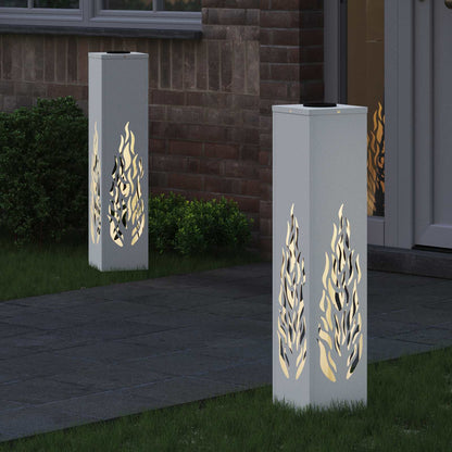 vidaXL Solar LED Pathway Light 2 pcs White Cold Rolled Steel