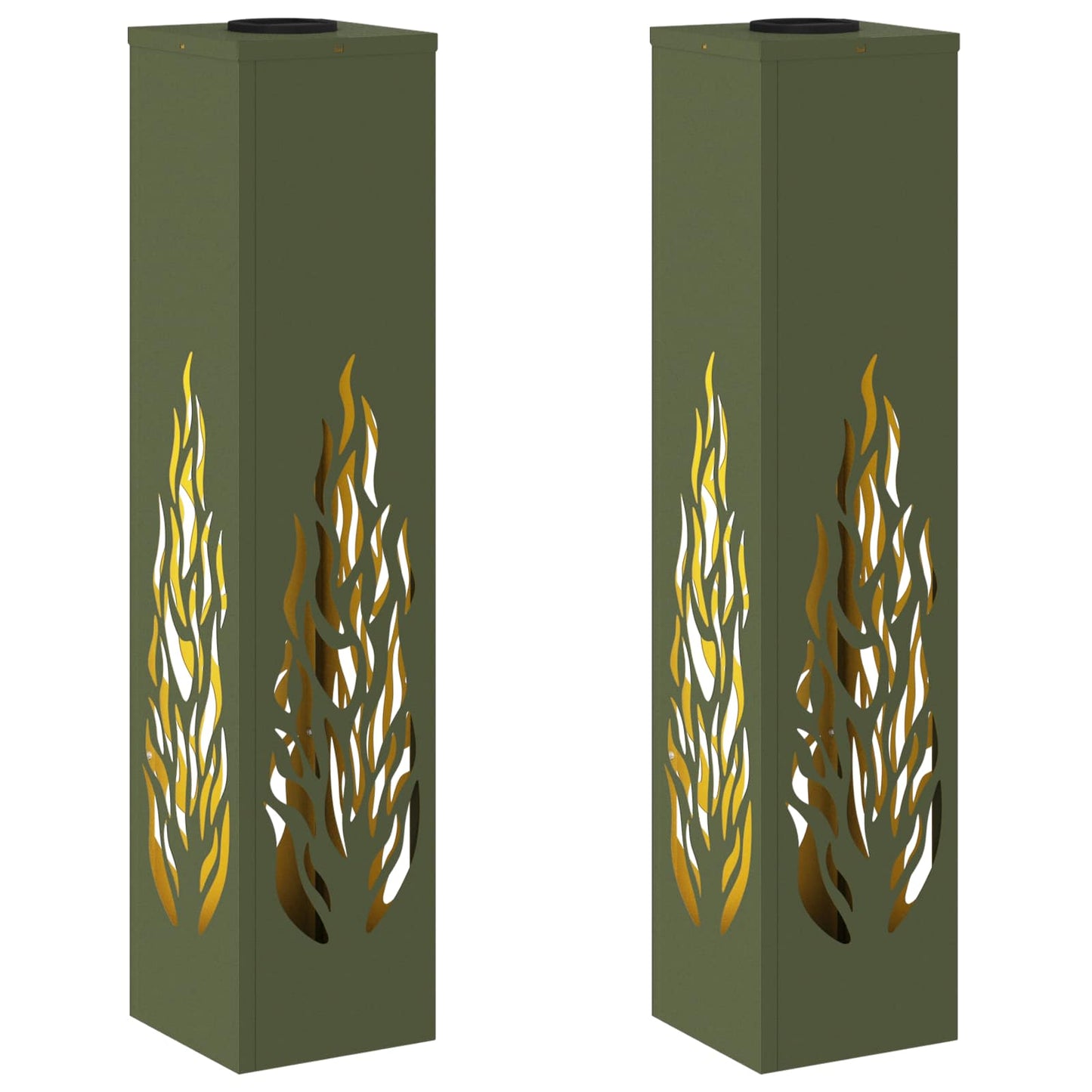 vidaXL Solar LED Pathway Light 2 pcs Olive Green Cold Rolled Steel