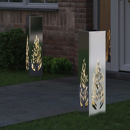 vidaXL Solar LED Pathway Light 2 pcs Silver Stainless Steel