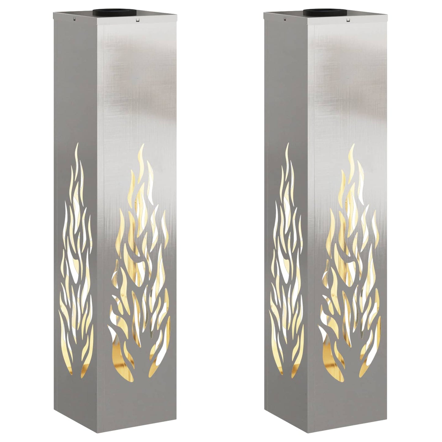 vidaXL Solar LED Pathway Light 2 pcs Silver Stainless Steel