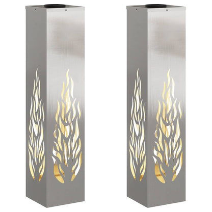 vidaXL Solar LED Pathway Light 2 pcs Silver Stainless Steel
