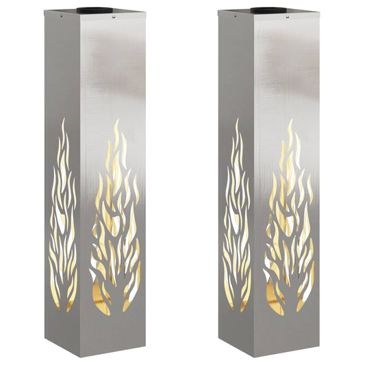 vidaXL Solar LED Pathway Light 2 pcs Silver Stainless Steel