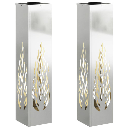 vidaXL Solar LED Pathway Light 2 pcs Silver Galvanized Steel