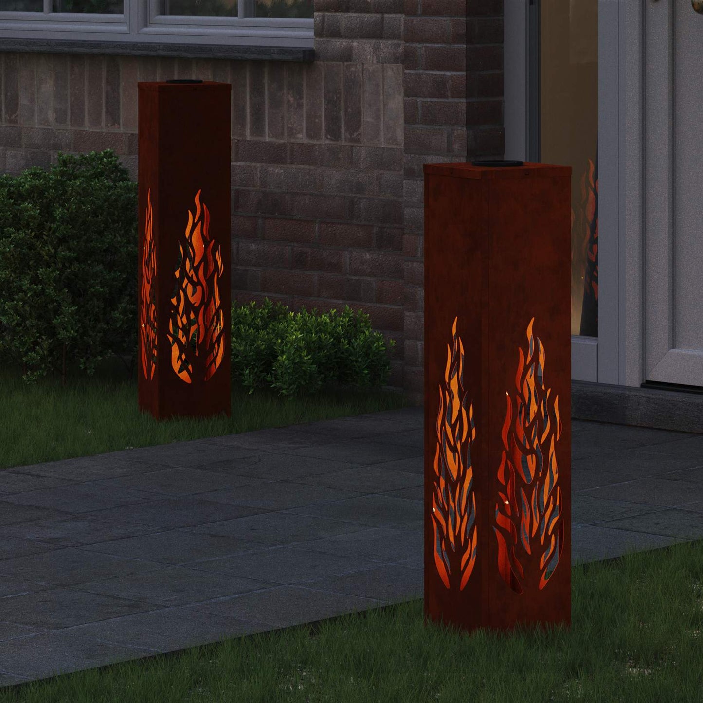 vidaXL Solar LED Pathway Light 2 pcs Rusty Weathering Steel
