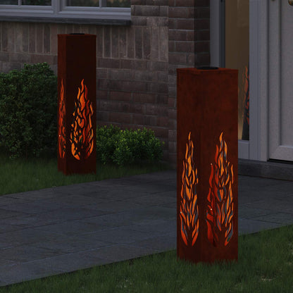 vidaXL Solar LED Pathway Light 2 pcs Rusty Weathering Steel