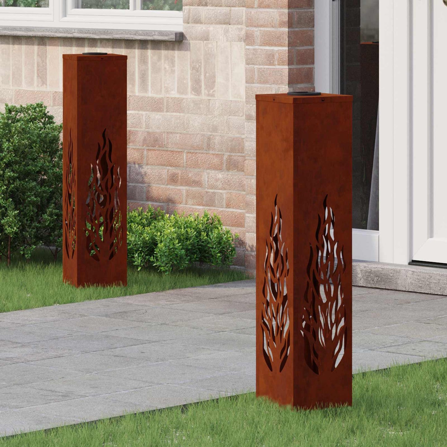 vidaXL Solar LED Pathway Light 2 pcs Rusty Weathering Steel