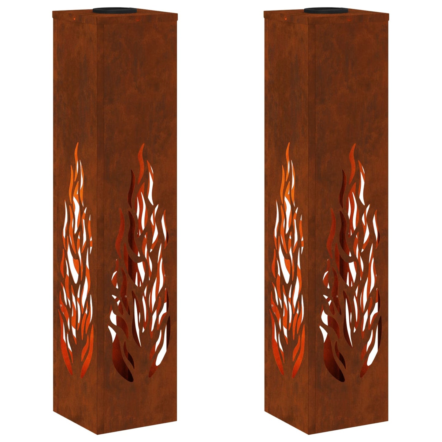 vidaXL Solar LED Pathway Light 2 pcs Rusty Weathering Steel