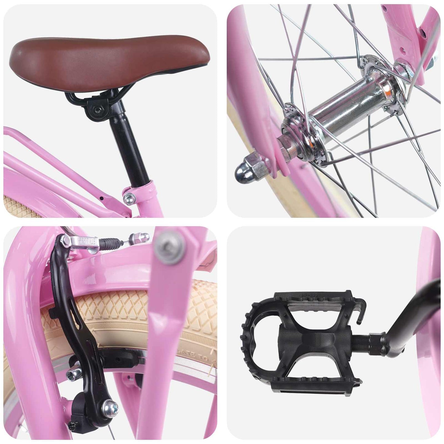 vidaXL Kids Bike 18 Inches for 5-7 Years Old Light Pink