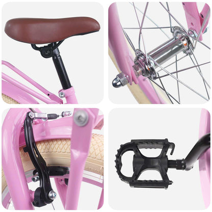vidaXL Kids Bike 18 Inches for 5-7 Years Old Light Pink