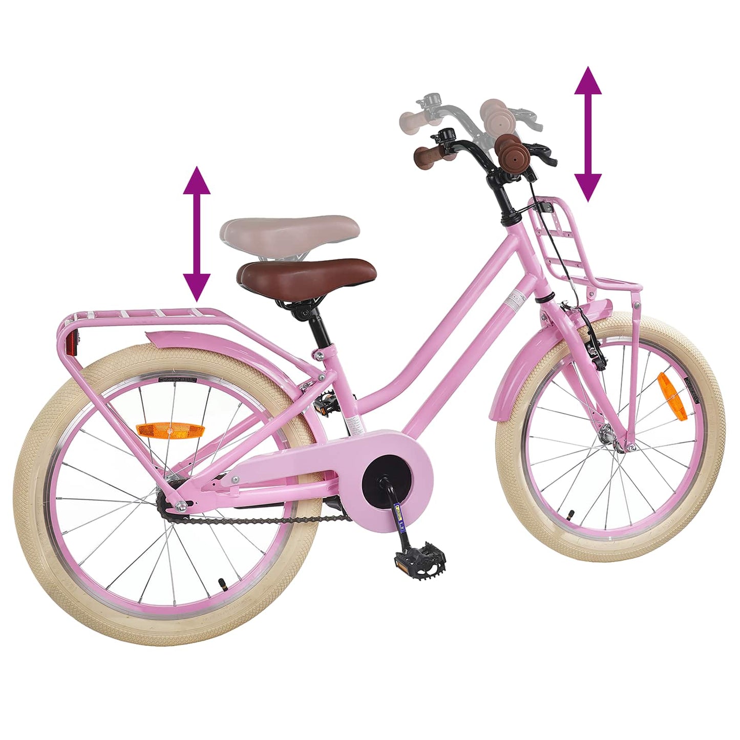 vidaXL Kids Bike 18 Inches for 5-7 Years Old Light Pink