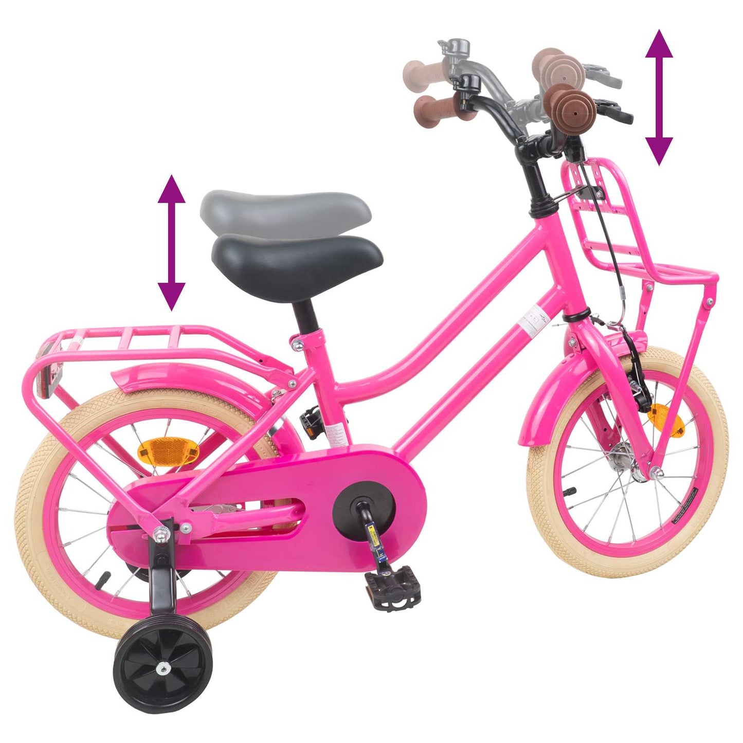 vidaXL Kids Bike 12 Inches for 2-4 Years Old Dark Pink