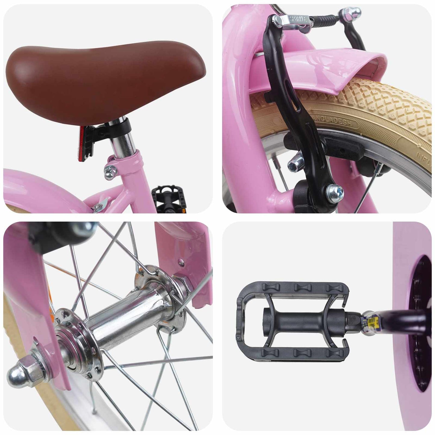 vidaXL Kids Bike 16 Inches for 4-6 Years Old Light Pink