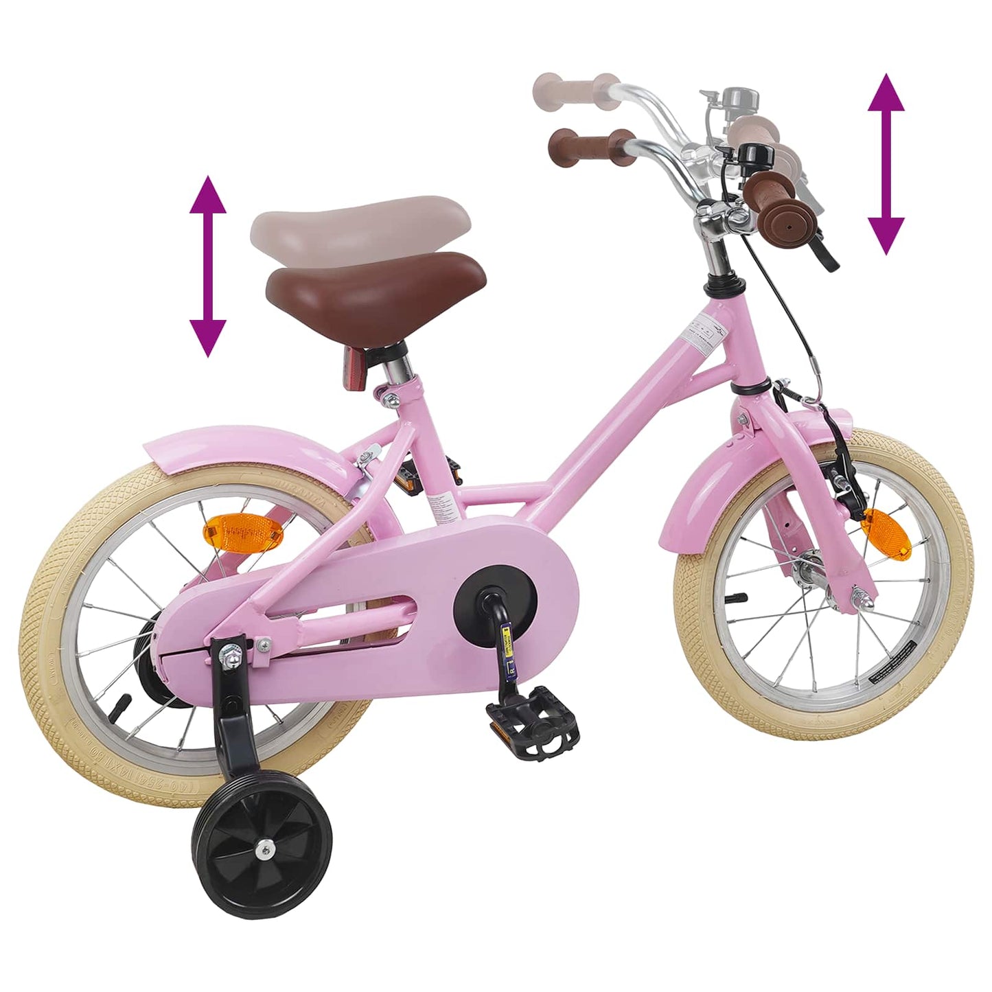 vidaXL Kids Bike 16 Inches for 4-6 Years Old Light Pink