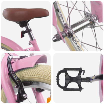 vidaXL Kids Bike 18 Inches for 5-7 Years Old Light Pink