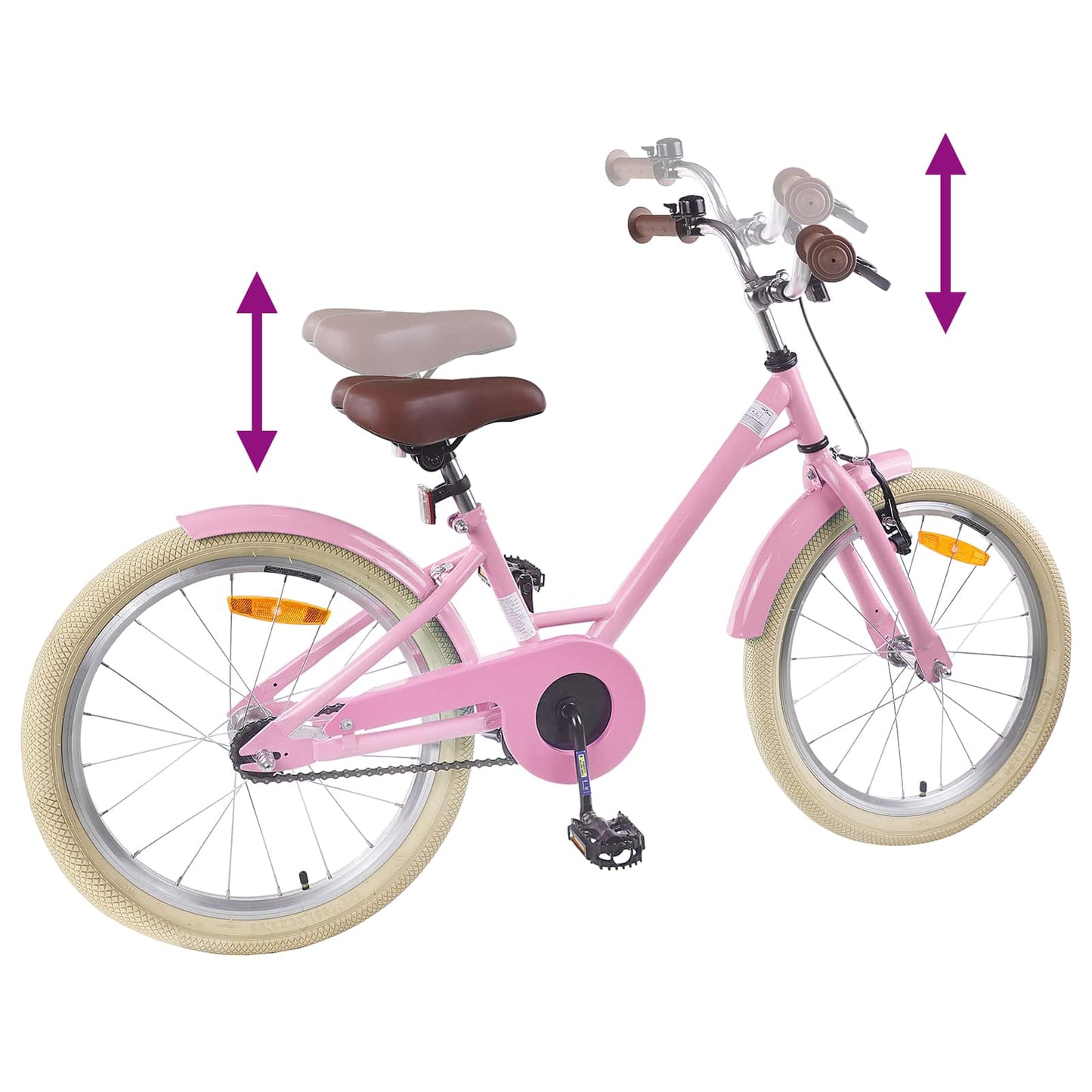 vidaXL Kids Bike 18 Inches for 5-7 Years Old Light Pink